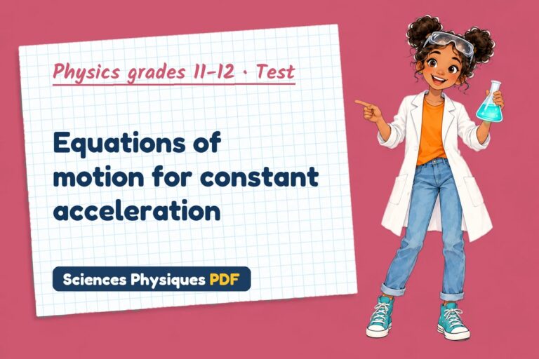 Suvat equations test with answers for A Level physics (free PDF download)