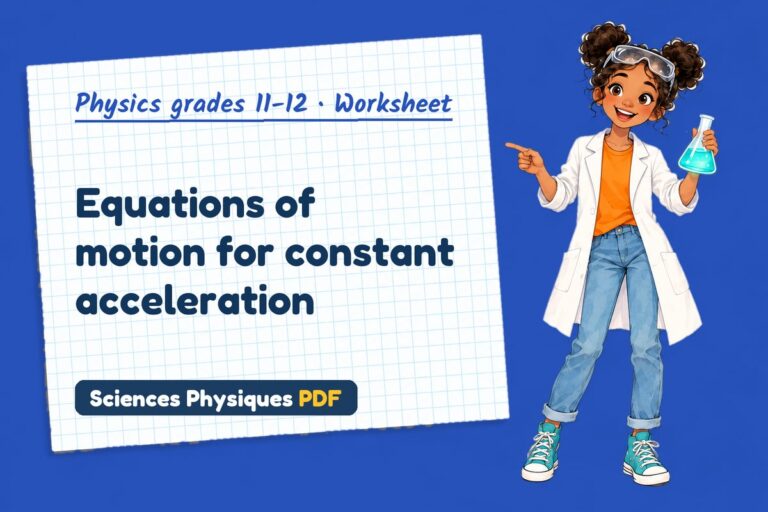 Suvat equations worksheet with answers for A Level physics (free PDF download)