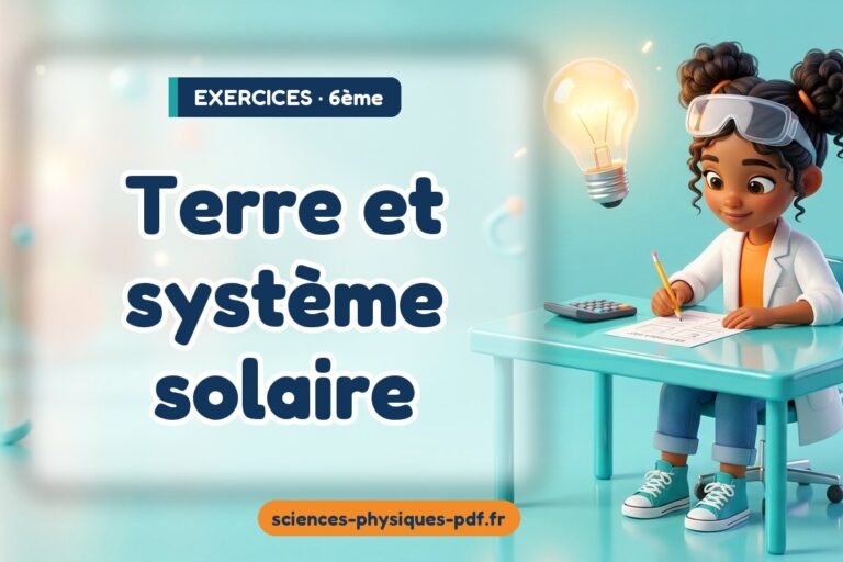 Terre et système solaire : exercices de sciences physiques en 6e – PDF gratuit à télécharger et imprimer
