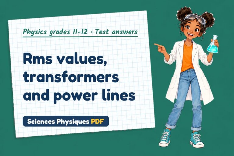 Transformers test answers and mark scheme for A Level physics (free PDF download)
