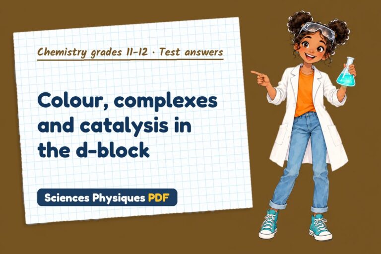 Transition metals test answers and mark scheme for A Level chemistry (free PDF download)