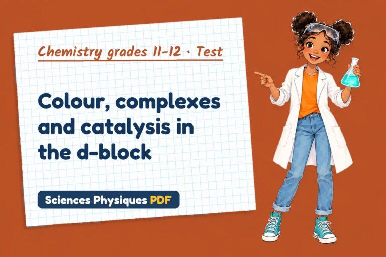 Transition metals test with answers for A Level chemistry (free PDF download)