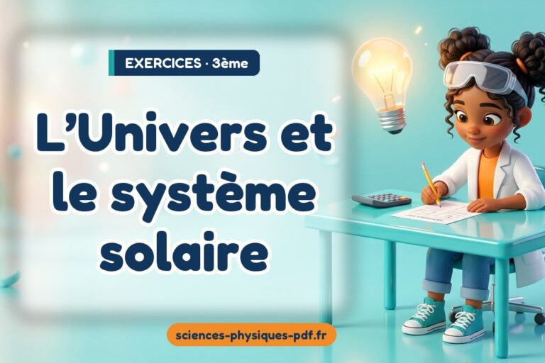 L’Univers et le système solaire : exercices de sciences physiques en 3e – PDF gratuit à télécharger et imprimer