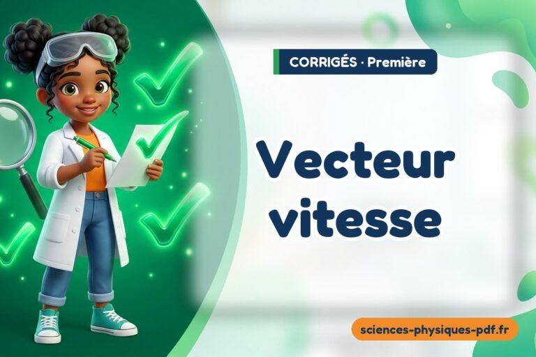 Vecteur vitesse : corrigé des exercices de sciences physiques première – PDF gratuit à télécharger et imprimer