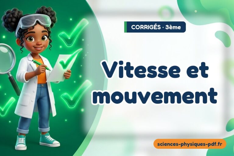 Vitesse et mouvement : corrigé des exercices de sciences physiques 3e – PDF gratuit à télécharger et imprimer