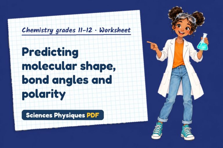 VSEPR theory worksheet with answers for A Level chemistry (free PDF download)