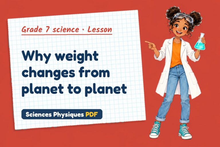 Weight and mass notes and lesson for grade 7 science (free PDF download)