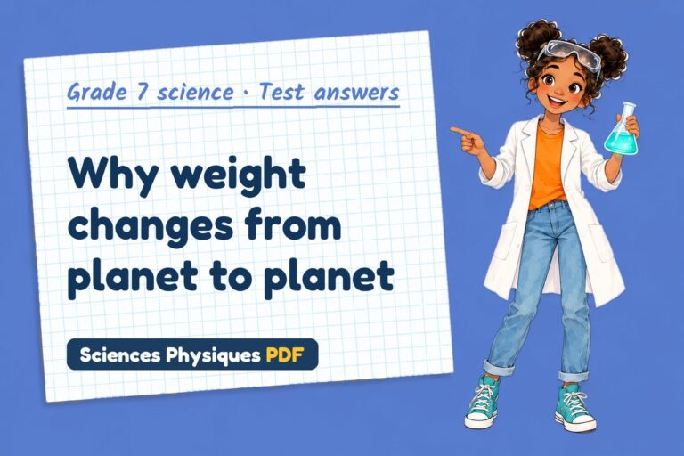 Weight and mass test answers and mark scheme for grade 7 science (free PDF download)