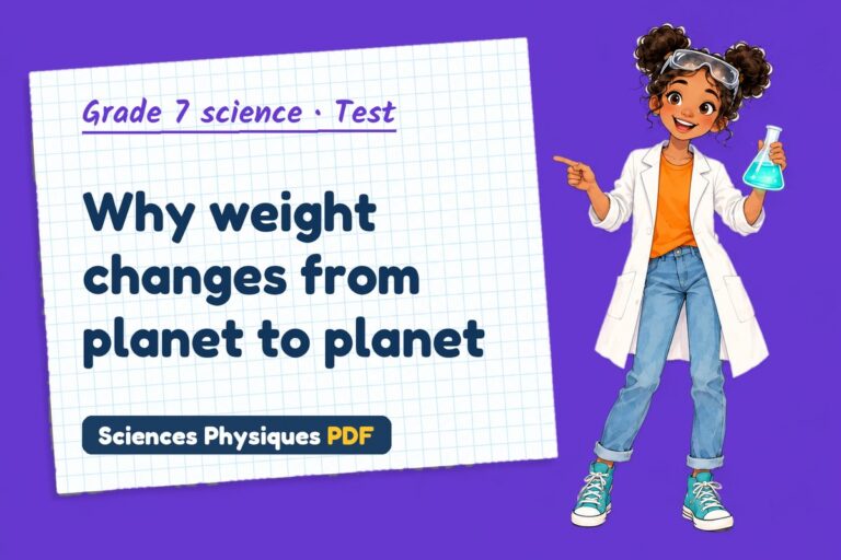 Weight and mass test with answers for grade 7 science (free PDF download)