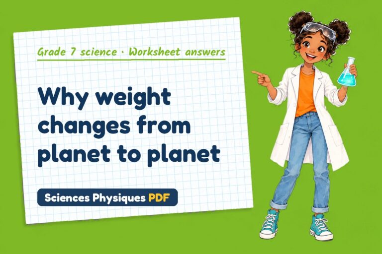Weight and mass worksheet answers for grade 7 science (free PDF download)