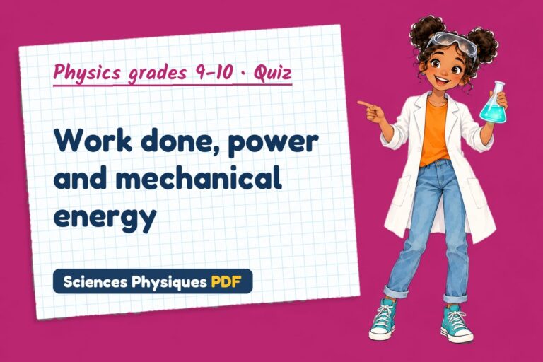 Work and power quiz for GCSE physics: 10 questions with answers