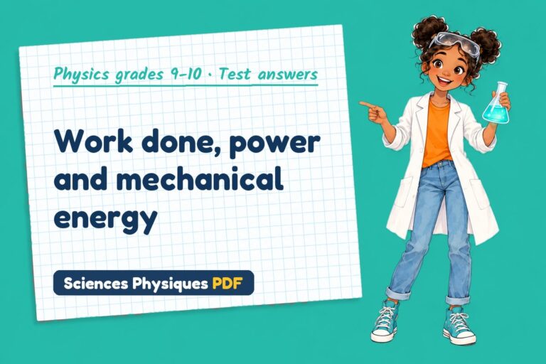 Work and power test answers and mark scheme for GCSE physics (free PDF download)