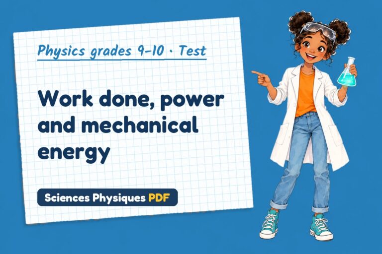 Work and power test with answers for GCSE physics (free PDF download)