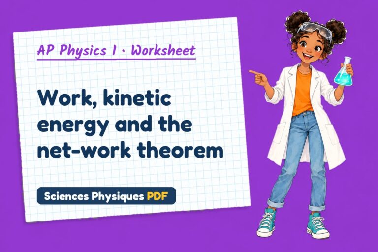 Work-energy theorem worksheet with answers for AP Physics 1 (free PDF download)