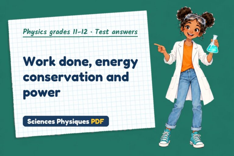 Work energy theorem test answers and mark scheme for A Level physics (free PDF download)