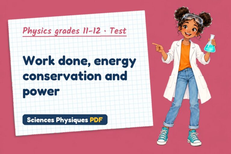 Work energy theorem test with answers for A Level physics (free PDF download)