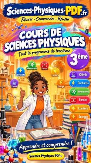 Jaquette : Cours de sciences physiques 3ème en PDF