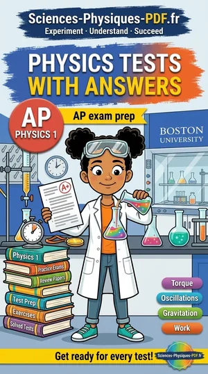 Cover: AP Physics 1 tests with mark schemes in PDF