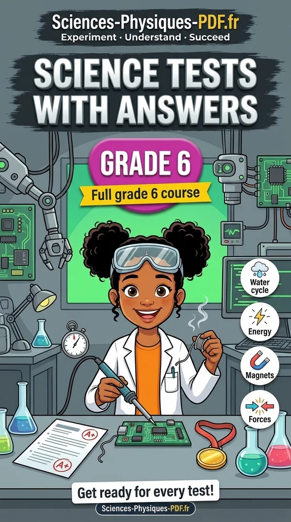 Book cover: grade 6 science tests with mark schemes