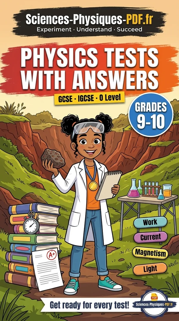 Book cover: physics grades 9-10 tests with mark schemes