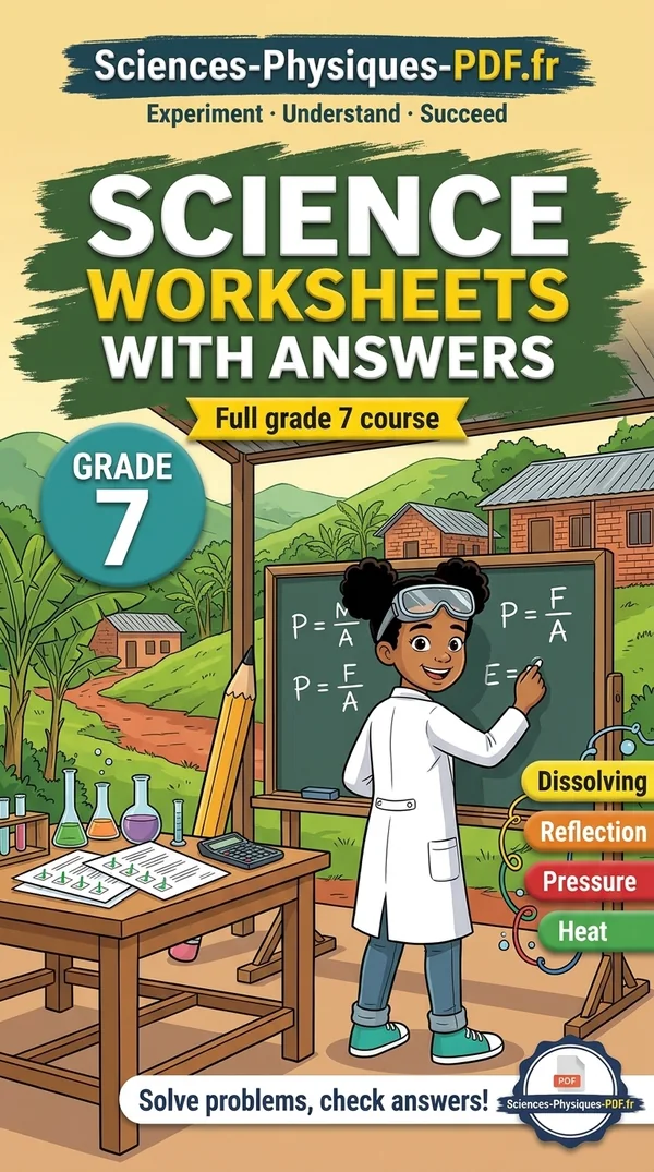 Book cover: grade 7 science worksheets with answers
