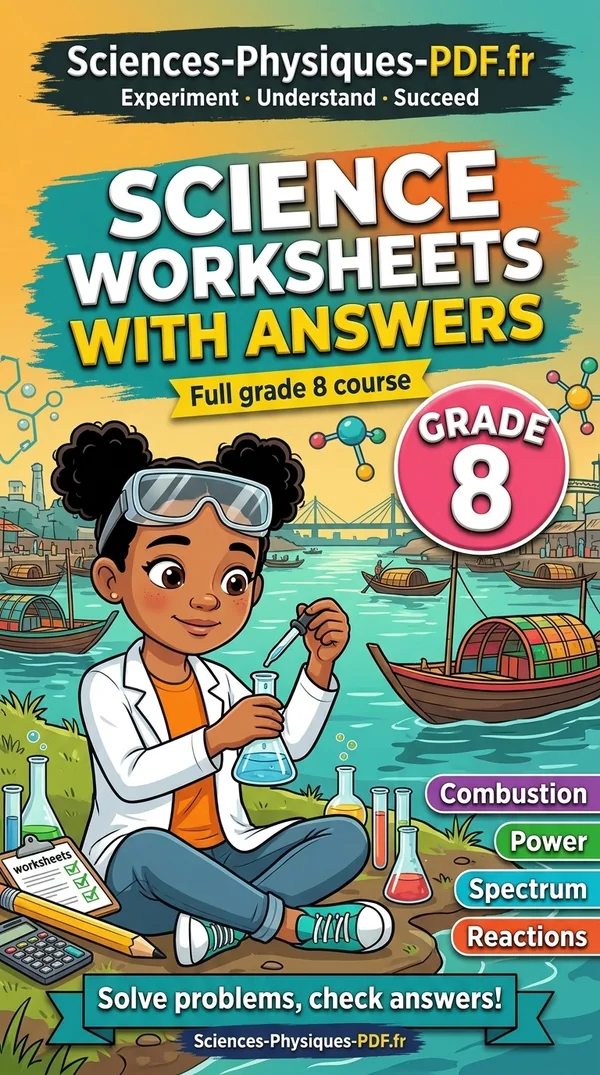 Book cover: grade 8 science worksheets with answers