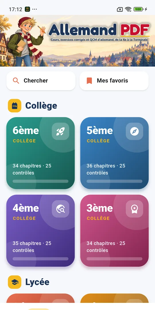 Screenshot of the Apprendre l'allemand German revision app on a phone (6)