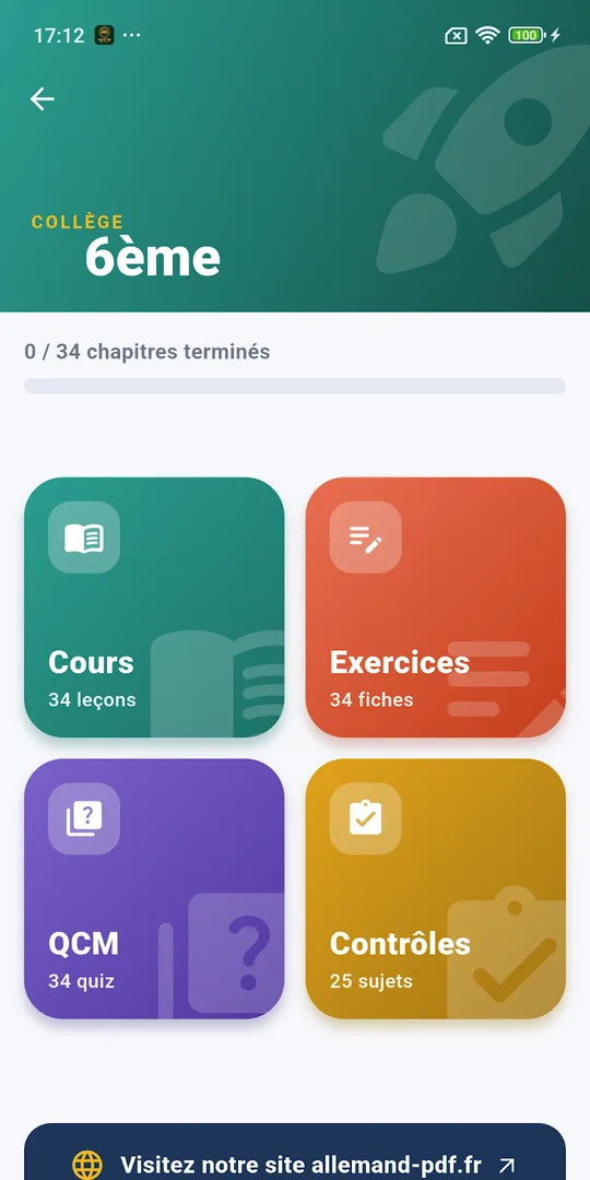 Screenshot of the Apprendre l'allemand German revision app on a phone (7)