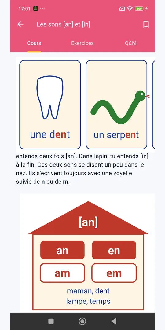 Screenshot of the Apprendre le français learn French app on a phone (4)
