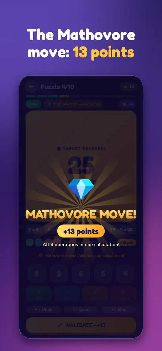 Screenshot of the Défi des Nombres number target game on a phone (2)