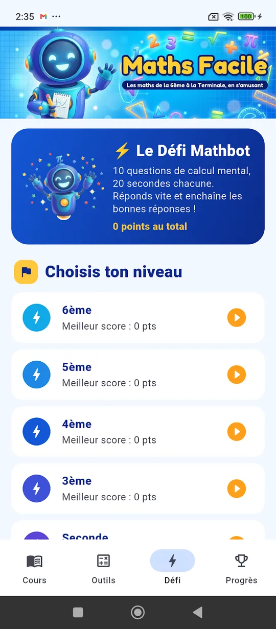 Screenshot of the Maths Facile app with the Mathbot robot (4)